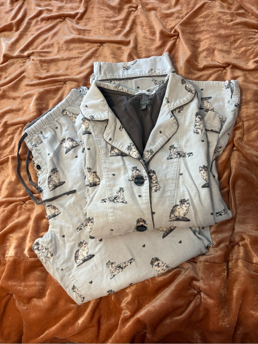 Cozy Cat-Princess Print Flannel Pajama Set
